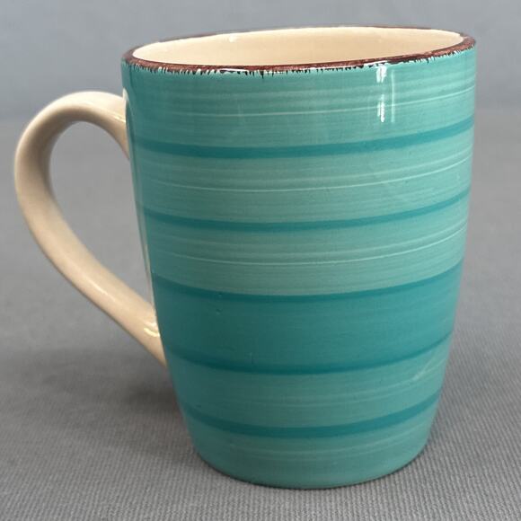 Royal Norfolk Turquoise Swirl Stoneware Coffee Tea Mugs Cabin Farmhouse MOD New - Picture 4 of 14